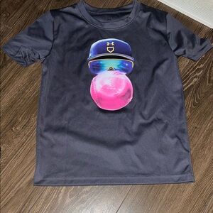 Under Armour Kids' Charcoal Tee with Pink Bubble Graphic